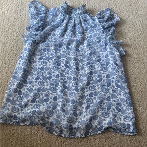 Blue and White Floral Blouse - 1. State